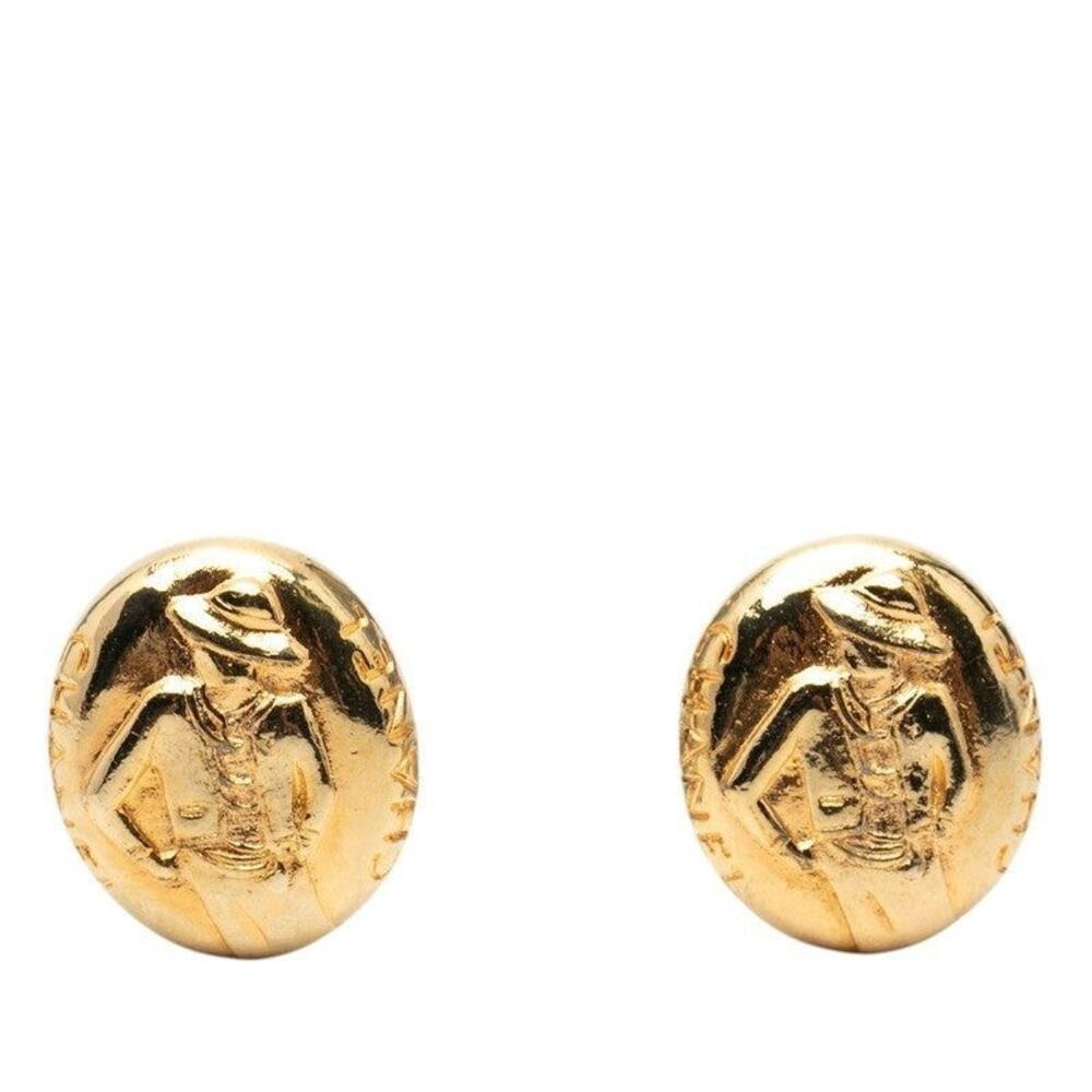 Chanel Mademoiselle Oval Gold Plated Earrings